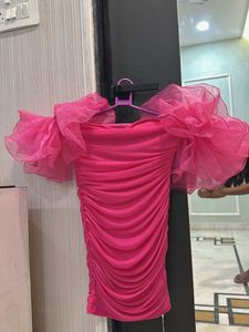 Pink Bodycon Ruched Mini Burthday Dress