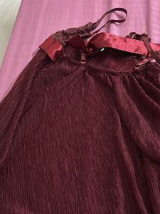 Burgundy Lace Trim Chemise