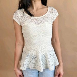 Elegant Lace Peplum Top