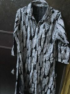 Feather Print Black Kurta