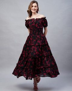 Black & Red Flowy Dress