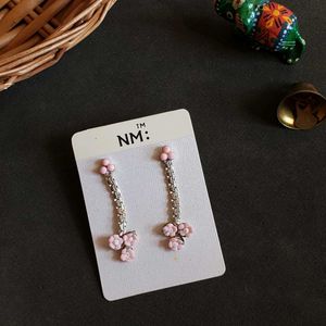 Chic Pink Floral Drop Earrings