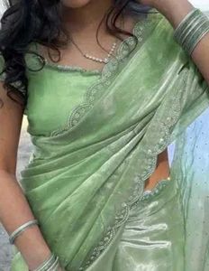 Elegant Green Embellished Saree