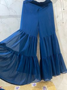 Blue Sleeveless 3 Piece Gharara Set
