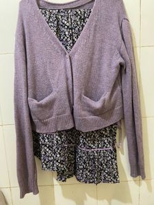 Floral Dress with Cardigan