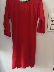 Red Embellished Kurti