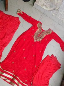 Red Embroidered Salwar Kameez Suit