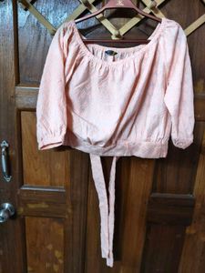 Peach Blouse with 3/4 Sleeves