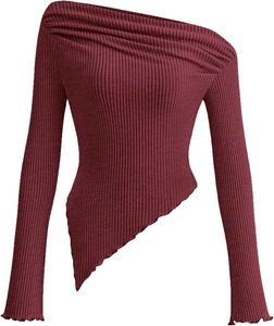 Burgundy Off-Shoulder Knit Top