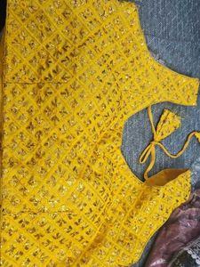 Yellow Embroidered Blouse attached sillves