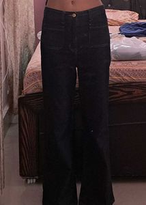 Guess Vintage Navy Blue Wide Leg Jeans