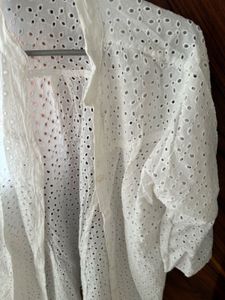 White Lace Open Front Top