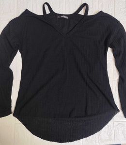 Shein Black Cold Shoulder Top