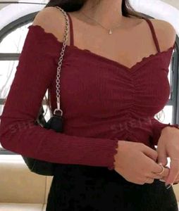 Burgundy Off-Shoulder Top