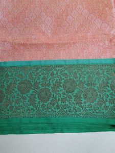 Elegant light orange &amp; Green Saree