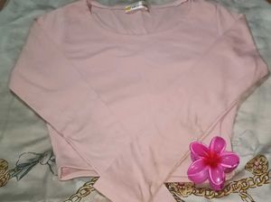 Long Sleeved Cropped Pink Top