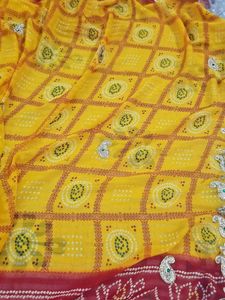 Yellow Bandhani Saree