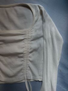 Ribbed Drawstring Crop Top