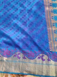 Beautiful Blue Pure Soft Silk Saree
