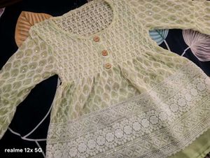 Green Embroidered Tunic Top