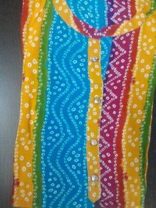 Blue banBlue Bandhani Kurta Leggins Dupatta set