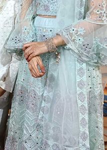Light Blue Lehenga Mirror Work