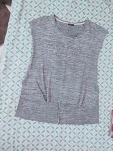 Grey Colour Shine Half Tshirt..,No Sew Fashio