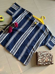 Blue Boxy Stripped Top