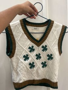 Cute Clover Knit Sweater Vest