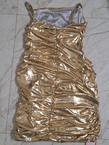 URBANIC SHIRRED BODYCON POLYSTER PLASTIC DRESS