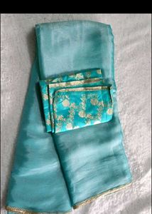 Aqua Blue Saree with Blouse