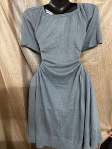 Elegant Blue V-Neck Dress
