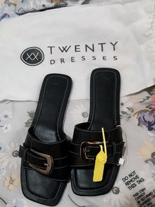 Twenty Dresses Black Buckle Slides