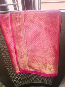 Pink Floral Banarasi Silk Dupatta