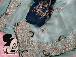 Elegant Embroidery Stone Work Saree