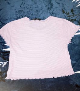 Striped Ruffle Trim T-Shirt