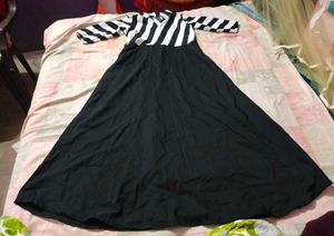 Black &amp; White Striped Maxi Dress