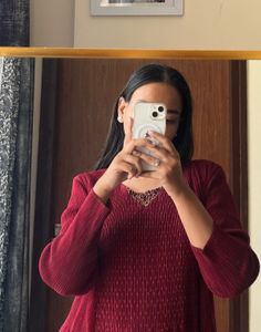 Burgundy Dress with Sheer Polka Dot Layers