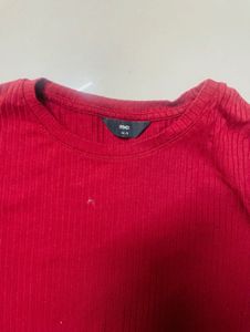 Red Ribbed Top