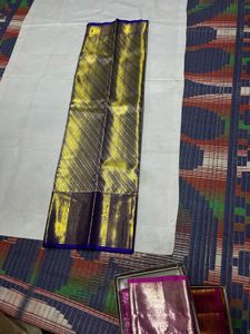 Blue &amp; Gold Pure Kanchipuram Silk Saree