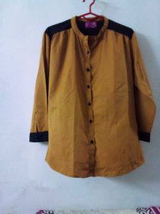 Stylish Mustard &amp; Black Button-Down Shirt