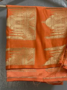 Brocade Blouse Piece In Rust Orange 1mtr