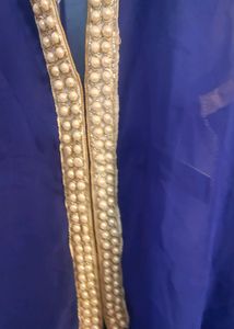Royal Blue Pearl Neck Kurti With Inner
