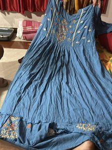Blue Embroidered Dress