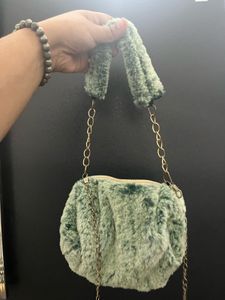 Fuzzy Green Chain Bag