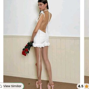 White Mini Bodycon Dress With Rose