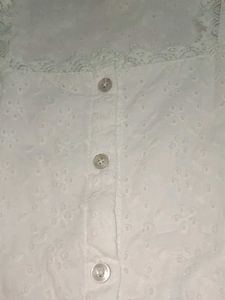 White Eyelet Blouse with Ruffle Sleeves