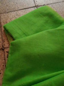 Green &amp; Gold Striped Saree Fabric