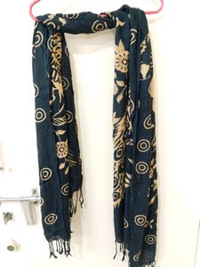 Black Colour Shawl With Peacock Design