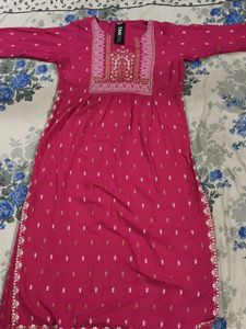 Pink Embroidered Kurta